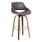 Armen Living Mona 26" Counter Height Swivel Gray Faux Leather and Walnut Wood Bar Stool LCMNBAWAGR26 - alternate 1
